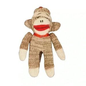 Unbranded Brown/Cream/Red Knit 6" Sock Monkey Toy EUC